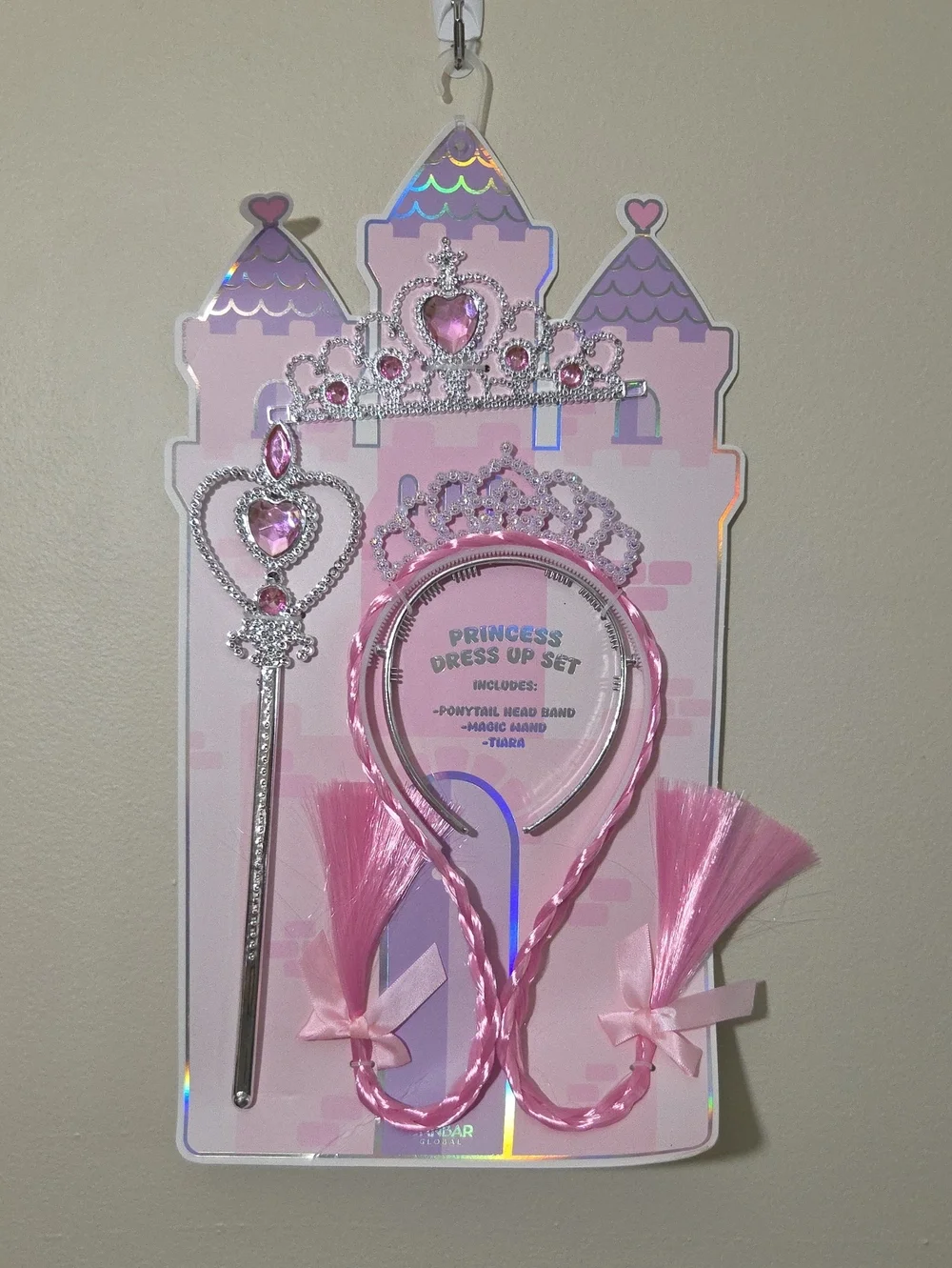 Danbar- Princess Dress Up Set - Pink Tiara, Wand & Hair Accessories